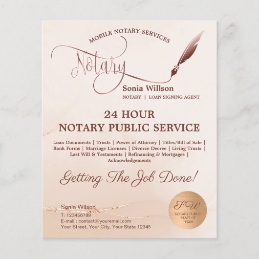 モバイル公証人&ローン署名赤面ピンクアゲットフライ チラシ (正面)