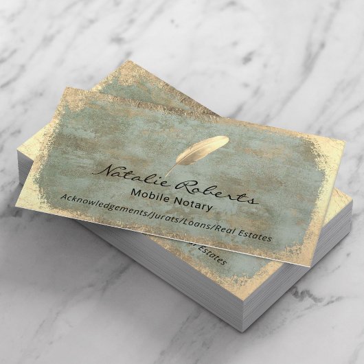 モバイル公証署名業者ヴィンテージ金ゴールドクイル 名刺