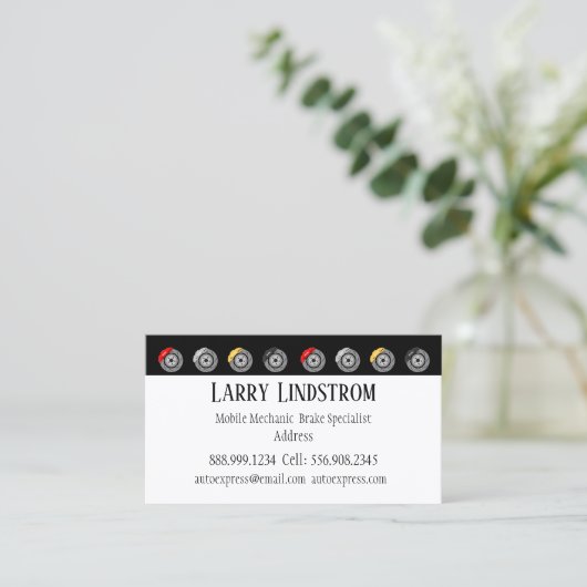 モバイル整備士ブレーキサービスブラッククラシック 名刺 (スタンド正面)