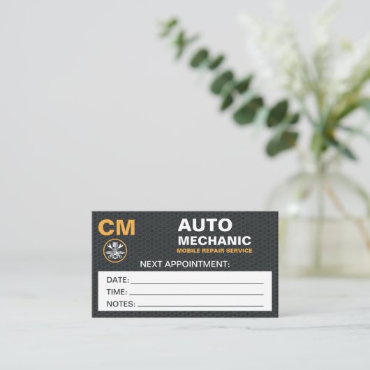 モバイル整備士自動車修理アポイントメントカード 名刺 (スタンド正面)