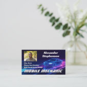 モバイル整備士車の自動修復フォトパープルネオン 名刺 (スタンド正面)