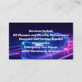 モバイル整備士車の自動修復フォトパープルネオン 名刺 (裏面)