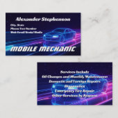 モバイル整備士車の自動車修理ショップパープルネオン 名刺 (正面/裏面)