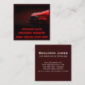 モバイル洗車詳細圧力洗浄ブラック スクエア名刺 (正面/裏面)