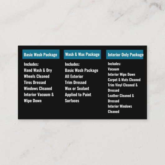 モバイル洗車詳細圧力洗浄 名刺 (裏面)