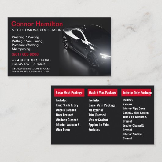 モバイル洗車詳細圧力洗浄 名刺 (正面/裏面)