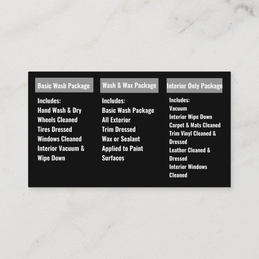 モバイル洗車詳細圧力洗浄 名刺 (裏面)