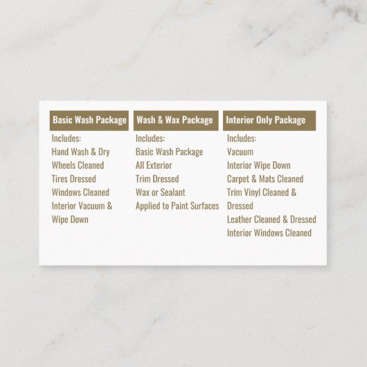 モバイル洗車詳細圧力洗浄 名刺 (裏面)