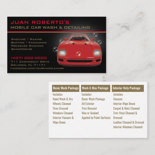 モバイル洗車詳細圧力洗浄 名刺 (正面/裏面)