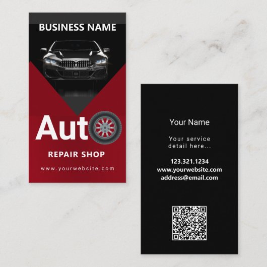 モバイル洗車詳細圧力洗浄qrコード 名刺 (正面/裏面)