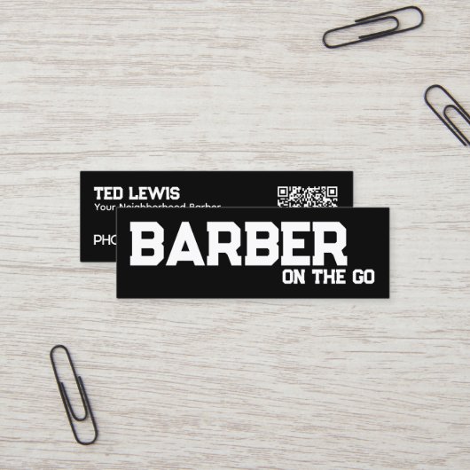 モバイル理容師カスタムQR スキニー名刺 (正面/裏面インサイチュ)