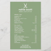 モバイル美容師はさみ価格表グリーン チラシ (正面)