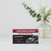 モバイル詳細化事業 |黒モダン赤 名刺 (スタンド正面)