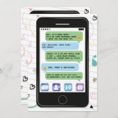 モバイル誕生日 電話 セル コンボ チャット テキスト 招待状 (正面/裏面)