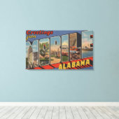 モバイル、アラバマ州 – ラージレターのシーン キャンバスプリント (インサイチュ (ウッドフロア))