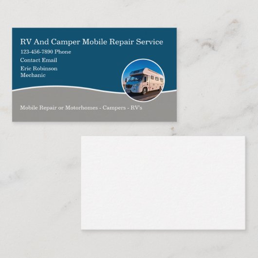 モバイルRVキャンパー修理サービスの名刺の新機能 名刺 (正面/裏面)
