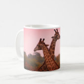 モパニの木に立つキリンのピンクの空 コーヒーマグカップ (正面左)