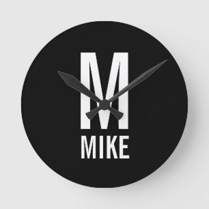 モパーソナライズされたノグラム名 ラウンド壁時計