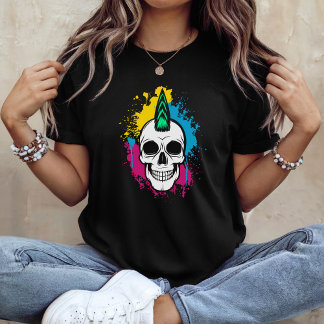 モヒカンのドクロのグラフィティ Tシャツ