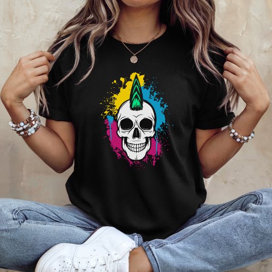 モヒカンのドクロのグラフィティ Tシャツ