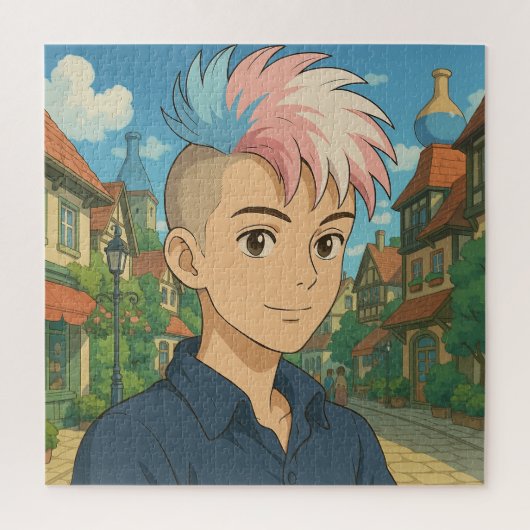 モヒカン アニメ人物 トランスジェンダー | LGBTQIA+ ジグソーパズル (縦)