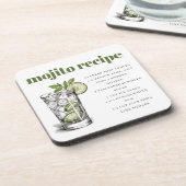 モヒートの作り方 / イラスト付きのカクテルバー コースター (左側)