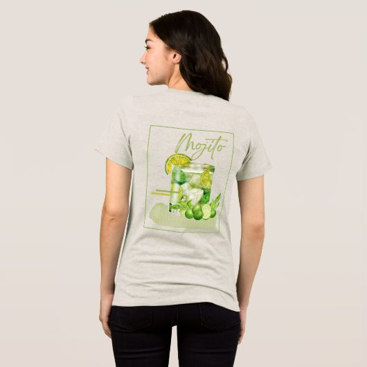モヒートカクテル水彩アート トライブレンドTシャツ (裏面全面)