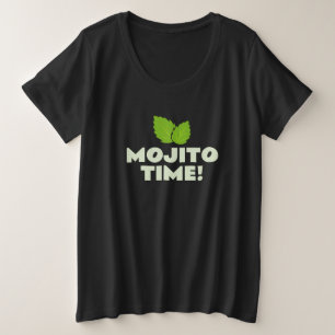 モヒートタイム！女性用キュートサイズプラスTシャツ プラスサイズTシャツ