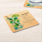 モヒートレシピ紙コースター スクエアペーパーコースター (アングル)