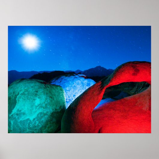 モビウスアーチ&ロック |アラバマ・ヒルズ,カリフォルニア ポスター (正面)