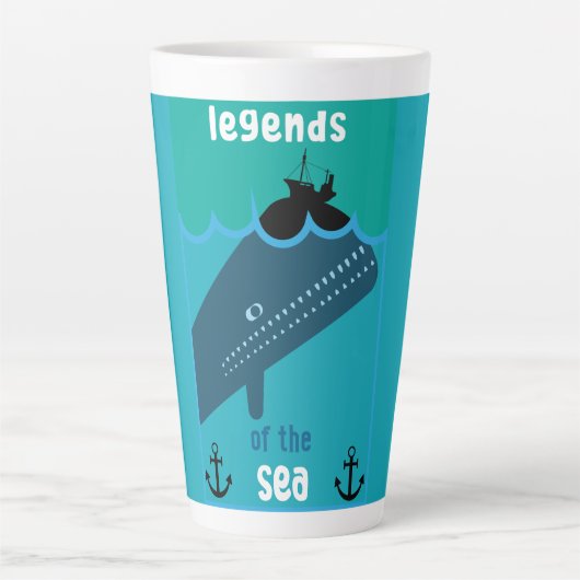 モビーディック海ファンタジー |おもしろい海と海サービン カフェラテマグ (正面)