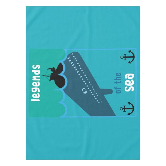 モビーディック海ファンタジー |おもしろい海と海サービン テーブルクロス (正面)