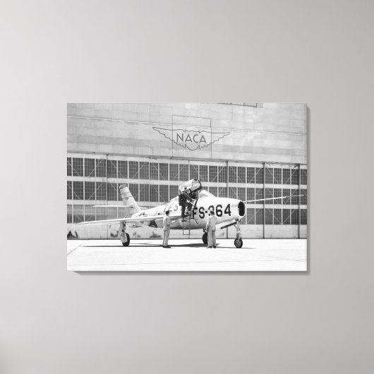 モフェットフィールドのランプの共和国F-84F キャンバスプリント (正面)