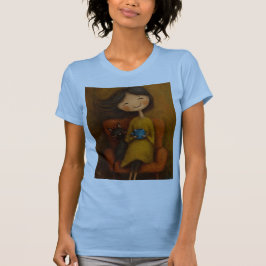 モフモフねこちゃんと少女のほのぼのデザインアート Tシャツ