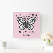 モフモフの赤ちゃんバッファロー - かわいい農場の動物 スクエア壁時計 (ホーム)