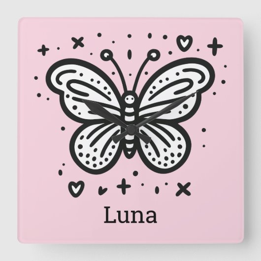 モフモフの赤ちゃんバッファロー - かわいい農場の動物 スクエア壁時計 (正面)