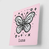 モフモフの赤ちゃんバッファロー - かわいい農場の動物 スクエア壁時計 (傾斜)