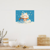 モフモフサモエドとミニ雪だるま ポスター (キッチン)