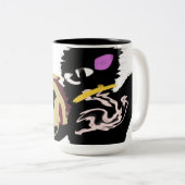 モフモフ黒猫 ジャック・オ・ランタン楽しい ツートーンマグカップ (正面右)