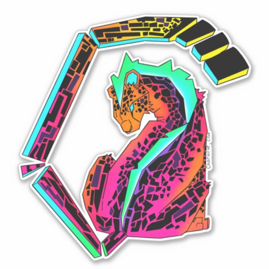 モホカラフルークとピンクとブルーのチーズ シール (正面)