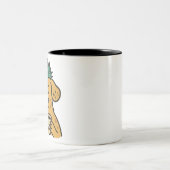 モホークおもしろいドッグのコーヒー愛好家の平和のサイン ツートーンマグカップ (中央)