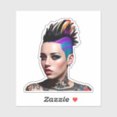 モホークパンクガール抽象芸術 シール (シート)