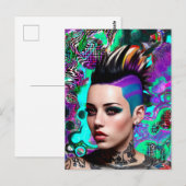 モホークパンクガール抽象芸術 ポストカード (正面/裏面)