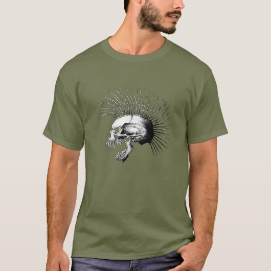 モホーク族の人のスカル Tシャツ (正面)