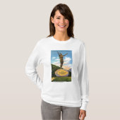 モホーク族の人公園の眺めの道の彫像のインディアン Tシャツ (正面フル)