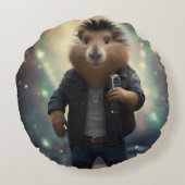 「モホーク・キャピバラ：川のロックイン！」 ラウンドクッション (裏面)