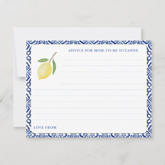 モマカシンプルード用のアドバイスアマルフィレモンブルータイル 招待状 (正面)