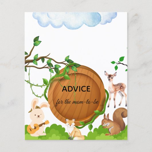 モマカード用の森林動物ベビシャワーアドバイス (正面)