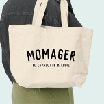 モマジャー |モダン Mom Managerの子供の名前 ラージトートバッグ<br><div class="desc">トレンディーシンプルスタイルで白いミニマルタイポグラフィを持つスタイリッシュ引用文のトートバッグとモマモダンガーののアートのトートバッグをモマはっきりしたガー。母の日、母の誕生日、または単に理由のための完璧な贈り物またはアクセサリー！言葉は自分のパーソナライズされたメッセージで簡単にできユニークるギフト！</div>