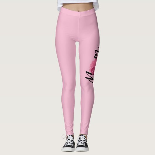 モマチックピンクヴィンテージスタイル花 レギンス (正面)